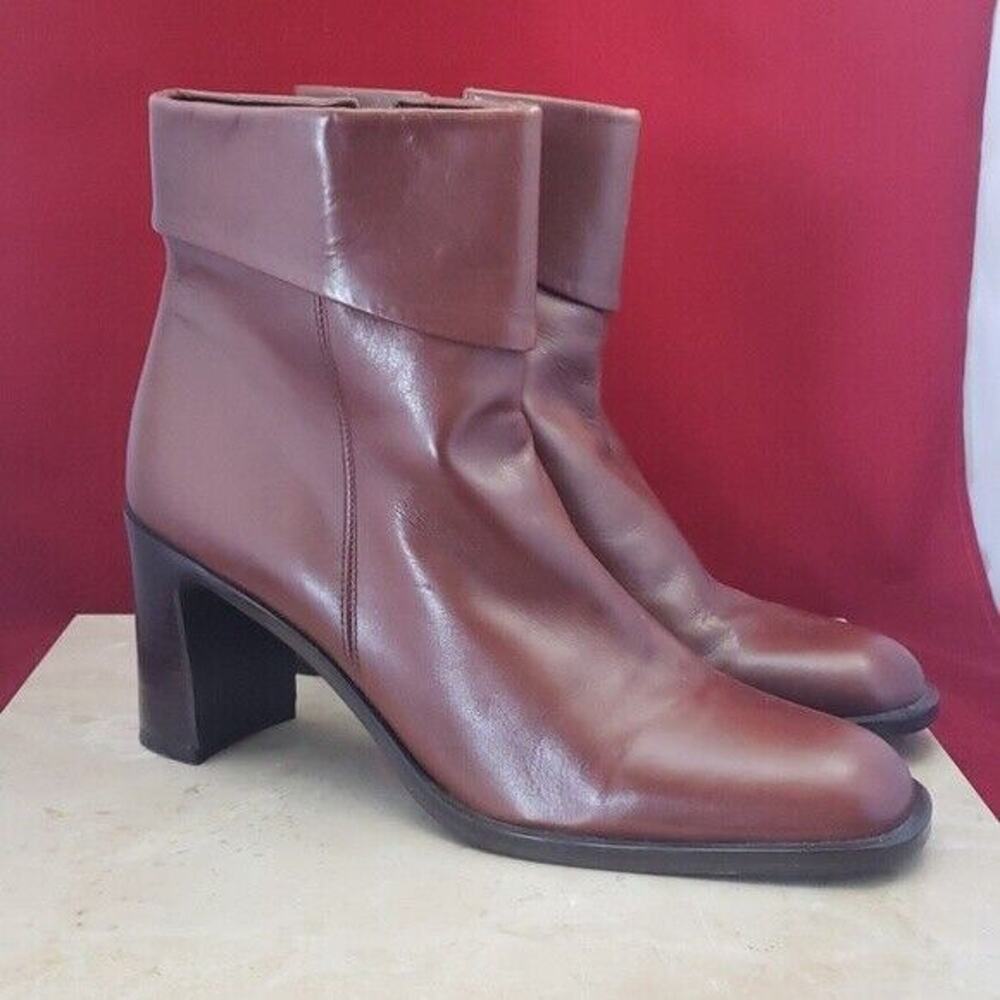 Enzo Angiolini Brown Ankle Boots High Heel Chunky Heel - Size 7 M